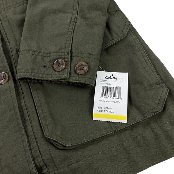 Cabelas Canvas Barn Chore Coat Field Jacket Womens Size M Corduroy Collar Green - Picture 9 of 11